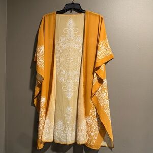 Bohemian Mustard Kimono with White Paisley Design Size XL